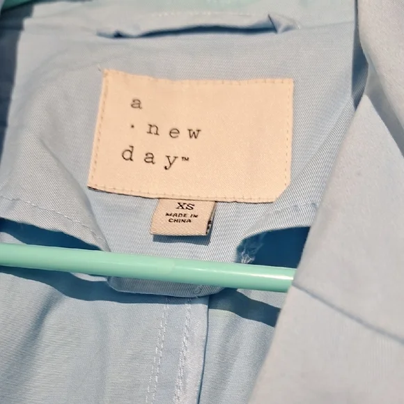 Blue Trench Coat, 100% Cotton, With Belt, a new day, Sz 2, NWOT - Picture 2 of 14